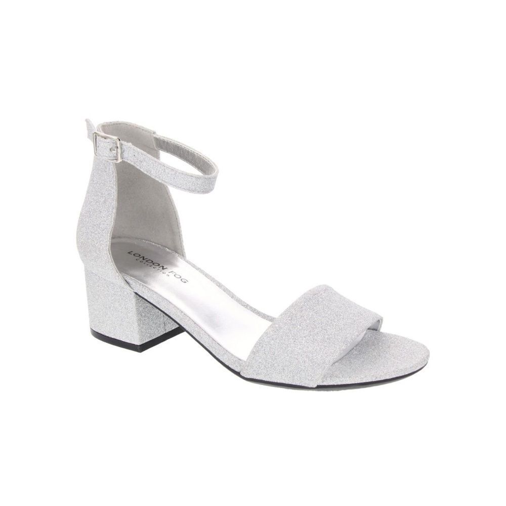 London Fog Block Heel Sandal sz 8 Silver NEW # bag 8-YY - Picture 8 of 11